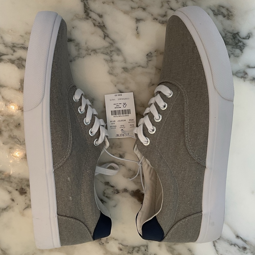 NWT JCrew Shoes Mens Size 9 Casual Comfort Low Grey Canvas Lace up Sneakers - Picture 8 of 11